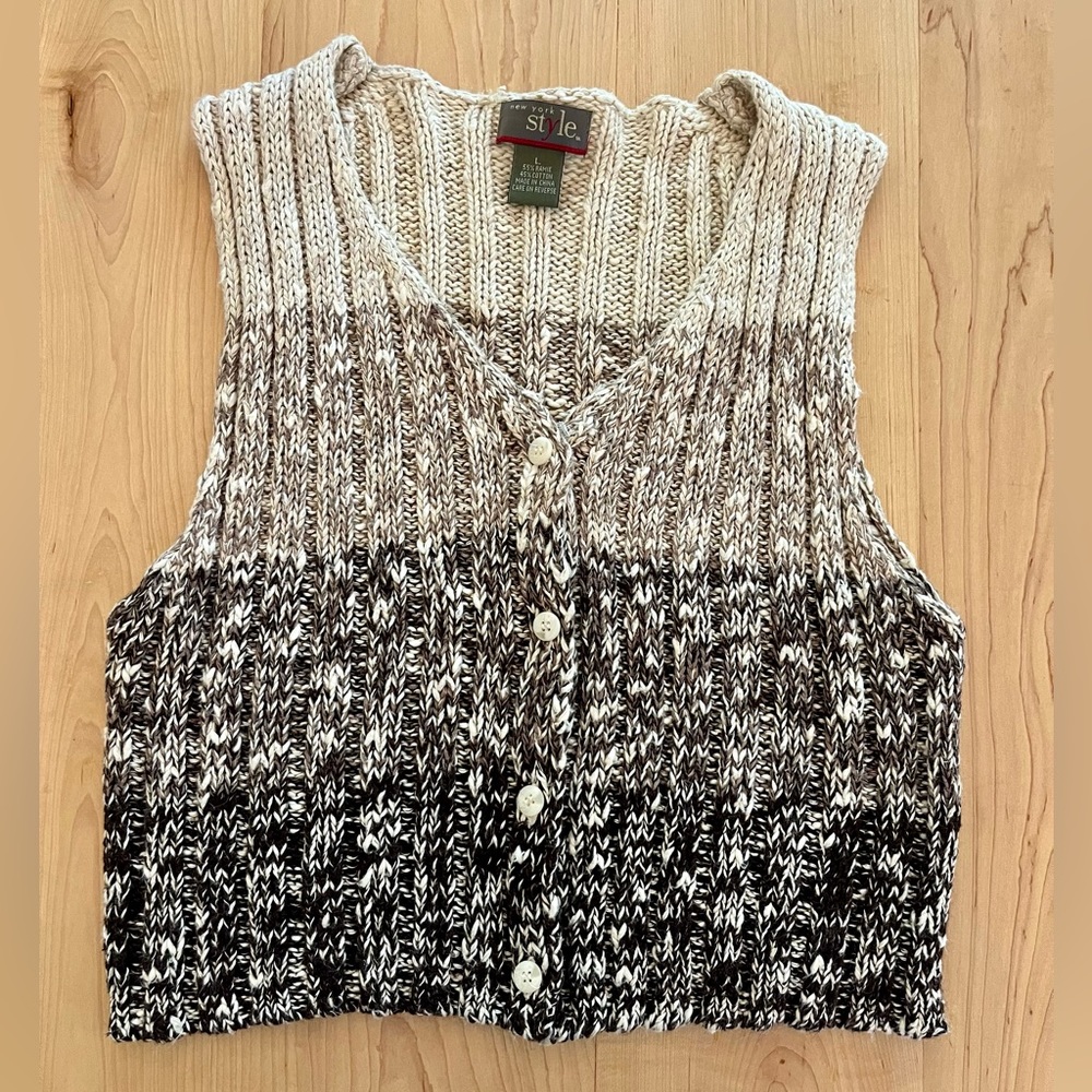 Vintage Neutral Knit Sweater Vest